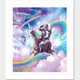 Galaxy Astronaut Sloth Riding Llama Unicorn Posters and Art